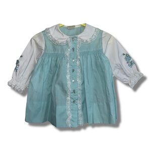 Vintage Floral Embroidered Lace Trim Baby Dress